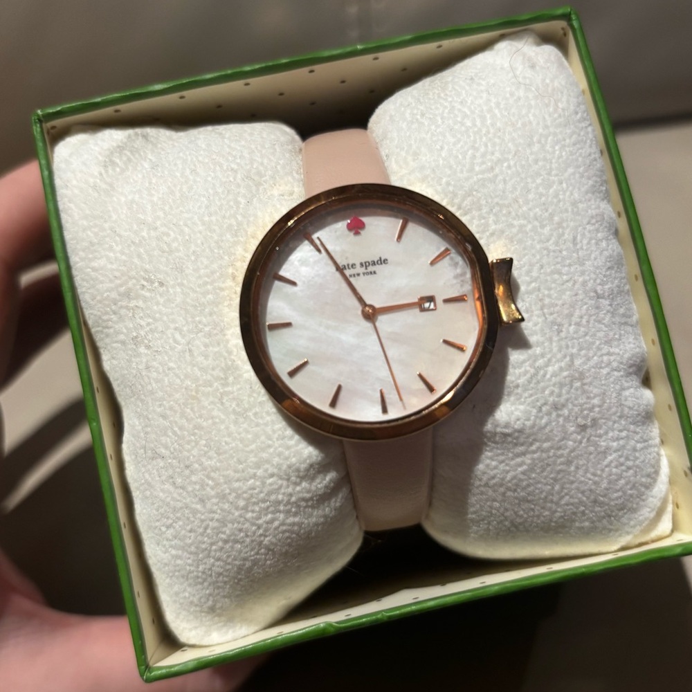 Kate Spade New York “Park Row” Watch KSW1325 – NWT, Rose Gold & Pink Leather